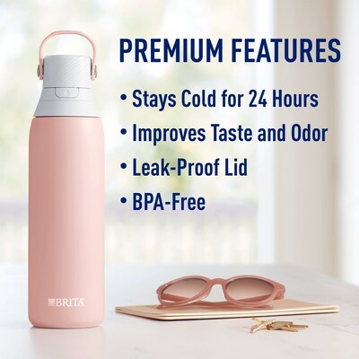 Brita Stainless Steel Filtered Water Bottle, 20 oz., Rose (36452)