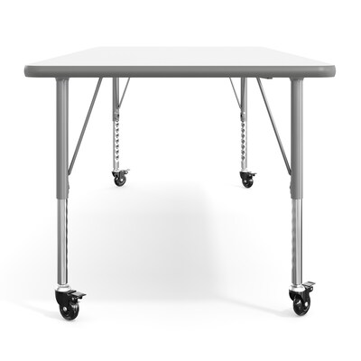 Flash Furniture Wren Rectangular Activity Table, 72" x 30", Height Adjustable, White Top/Silver Frame (XUA3072RECWHTPC)