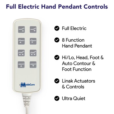 Medacure Super Low Fully Electrical Adjustable Bariatric Hospital Bed, 8 Function Hi/Lo Hand Pendant, Maple (MC-SLB42MP)