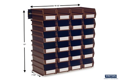 Triton Products LocBin Medium Stackable Plastic Storage Bin, 3 x 4.125x 7.375, 1.58 Qt., Brown, 24/Pack (3-220BRWS)