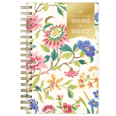 2026-2027 Blue Sky Day Designer Floral Cream 3 x 6 Academic Year Weekly & Monthly Planner, Plastic Cover (161399)