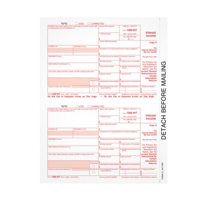 TOPS 2023 1099-INT Tax Form, Federal Copy A, 50/Pack (LINTFED-S)