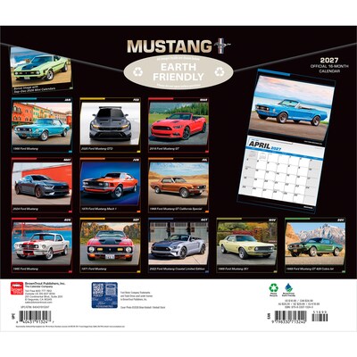 2027 BrownTrout Ford Mustang 14 x 12 Monthly Wall Calendar, Assorted Colors (9798330713240)