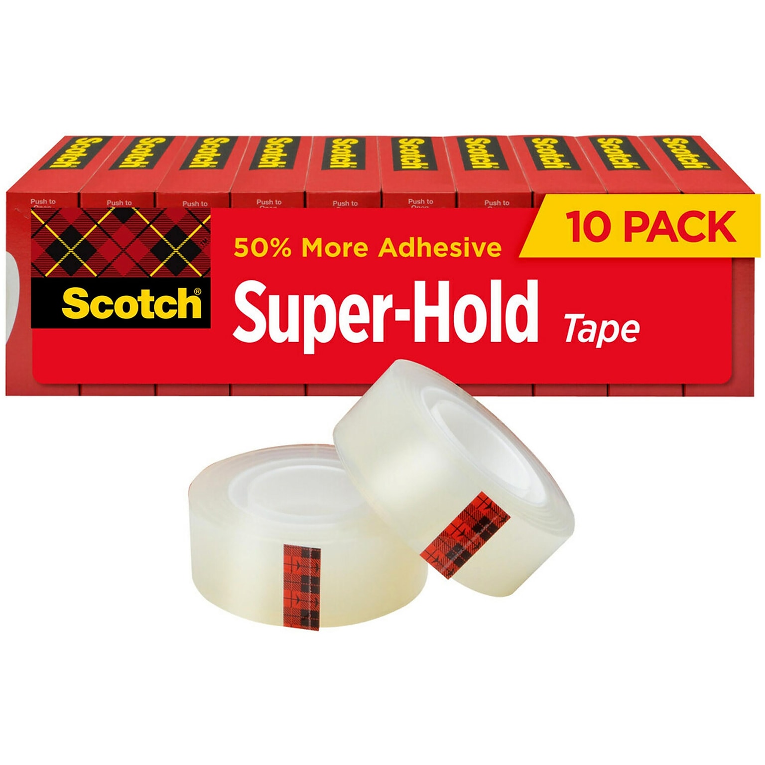 Scotch Super-Hold Transparent Clear Tape Refill, 0.75 x 27.77 yds., 1 Core, Clear, 10 Rolls/Pack (700K10)