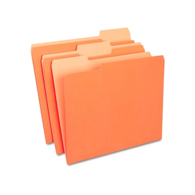 Quill Brand® File Folders, Assorted Tabs, 1/3-Cut, Letter Size, Orange, 100/Box (740913OE)