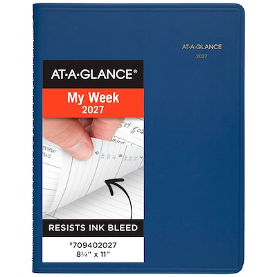2027 AT-A-GLANCE 8.25 x 11 Weekly Appointment Book, Faux Leather Cover, Blue (70-940-20-27)