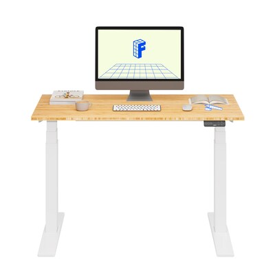 FlexiSpot E7COMMERCIAL 48W Electric Height Adjustable Standing Desk, Bamboo/White (E7WCOM4824-LBZB