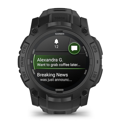 Garmin Instinct 3 Tactical Edition AMOLED GPS Smartwatch with Silicone Band, Black, 50mm (010-03020-50)