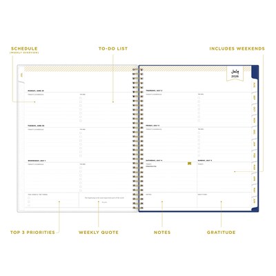 2026-2027 Blue Sky Day Designer Hawthorne 8 x 11 Academic Year Weekly & Monthly Planner, Plastic Cover (158179)