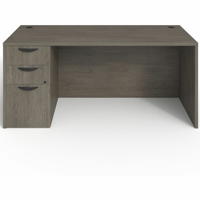 Lorell Prominence 2.0 66 W Left-Pedestal Desk, Gray Elm Surface (LLRPD3066LSPGE)