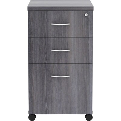 Lorell Essentials Series 3-Drawer Mobile File Cabinet, 16W x 22D x 28.3H, Weathered Charcoal (LLR