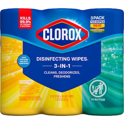 Clorox Value Pack Disinfecting Wipes, Fresh/Crisp Lemon Scent, 35 Wipes/Container, 15/Carton (CLO30112)