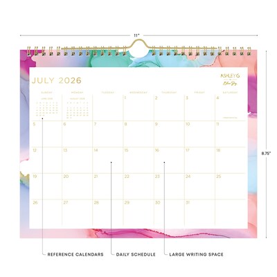 2026-2027 Blue Sky Wirebound Smoke 8.75 x 11 Academic Monthly Wall Calendar, Assorted Colors (150160-A27)