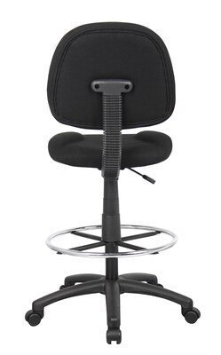 Boss Armless Fabric Drafting Stool with Footring, Black (B1615BK)