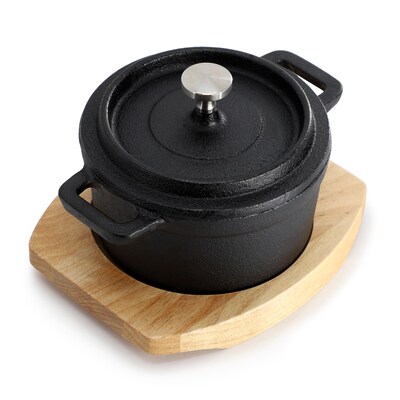 MegaChef Cast Iron 8 Oz. Mini Dutch Oven, Black (935122091M)