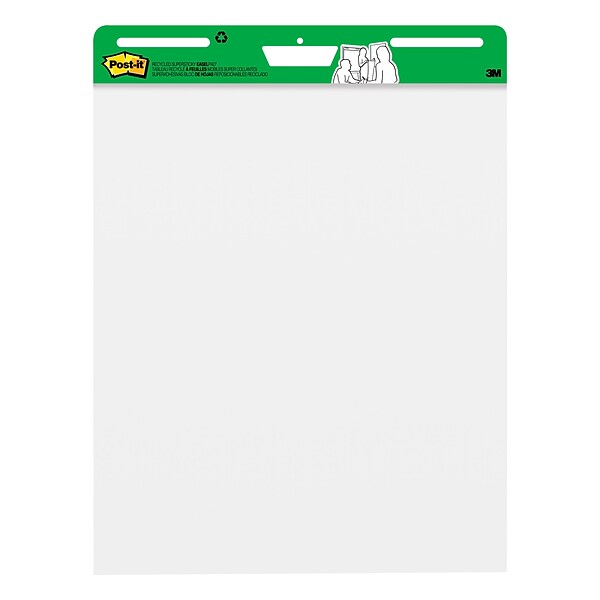 Post-it® Super Sticky Recycled Easel Pad, 25 x 30, White, 30 Sheets/Pad, 6 Pads/Pack (559RP-VAD6)