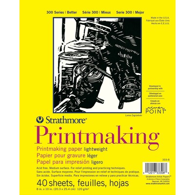 Strathmore 300 Series 8 x 10 Printmaking Pad, 40 Sheets/Pad, 2/Bundle (STTP3338-2)