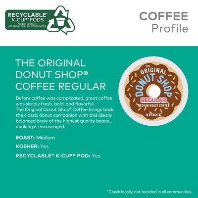 The Original Donut Shop Regular Coffee Keurig® K-Cup® Pods, Medium Roast, 70/Box (371114)