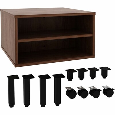 Lorell 24"W x 24"D Laminate Square Reception Table with Storage, Walnut (LLR69202)