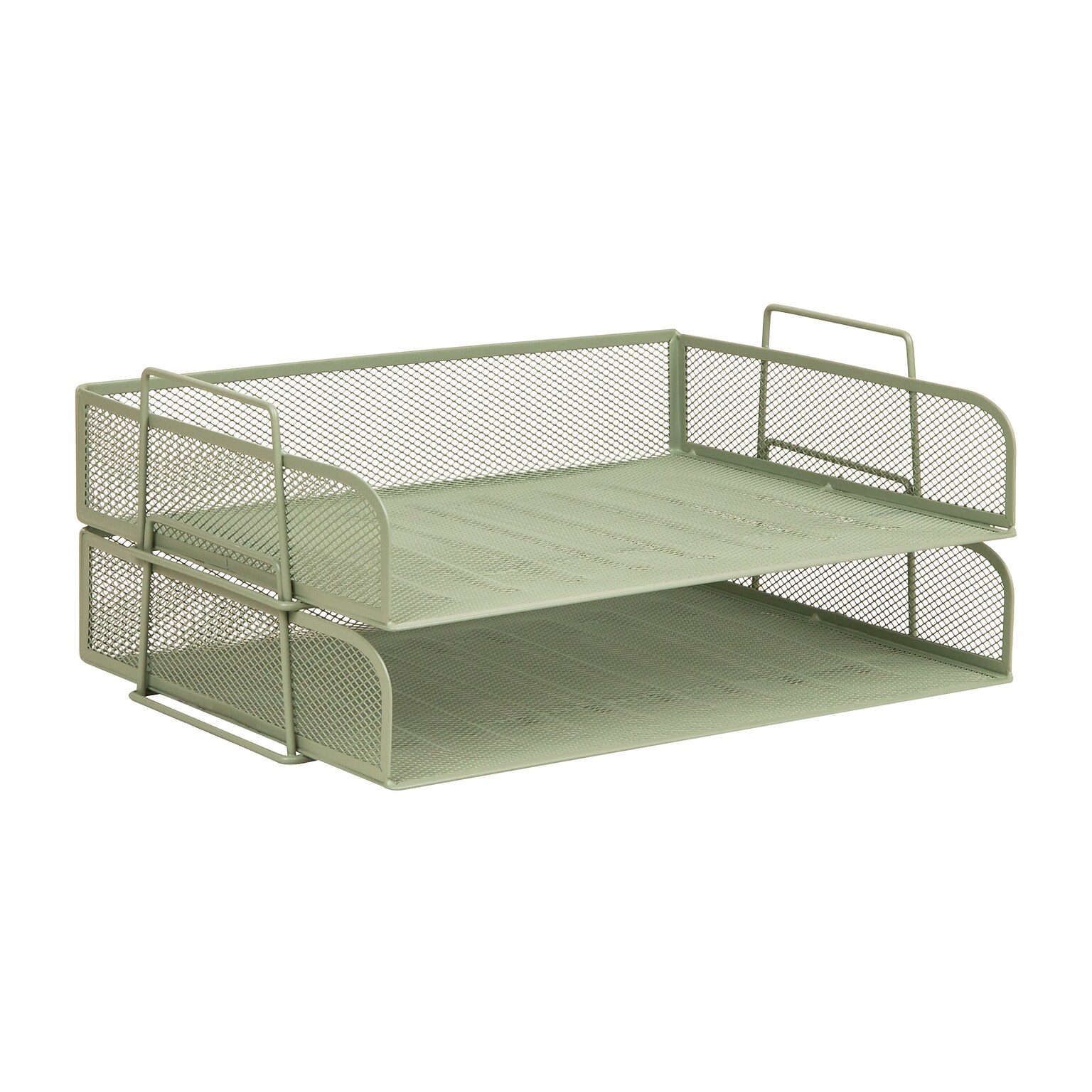 Staples Metal Mesh Side Loading Stackable Letter Tray, Letter Size, Sage Green, 2/Pack (ST63839)