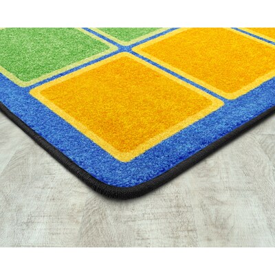 Joy Carpets Blocks Abound Nylon 78 x 109 Machine Tufted Rug, Pastel (1709D-02)