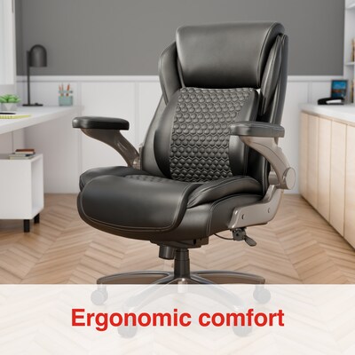 Staples Randolph Ergonomic Bonded Leather Executive Big & Tall Chair, 400 lb. Capacity, Black (ST62818)