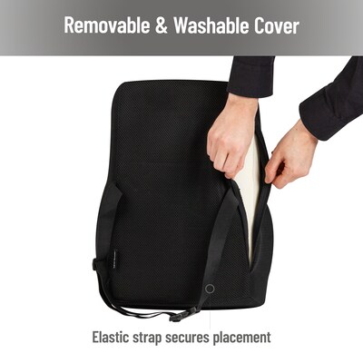 Mind Reader Memory Foam Ergonomic Lower Back Cushion Office Chair Support, Black (VERTBACK-BLK)