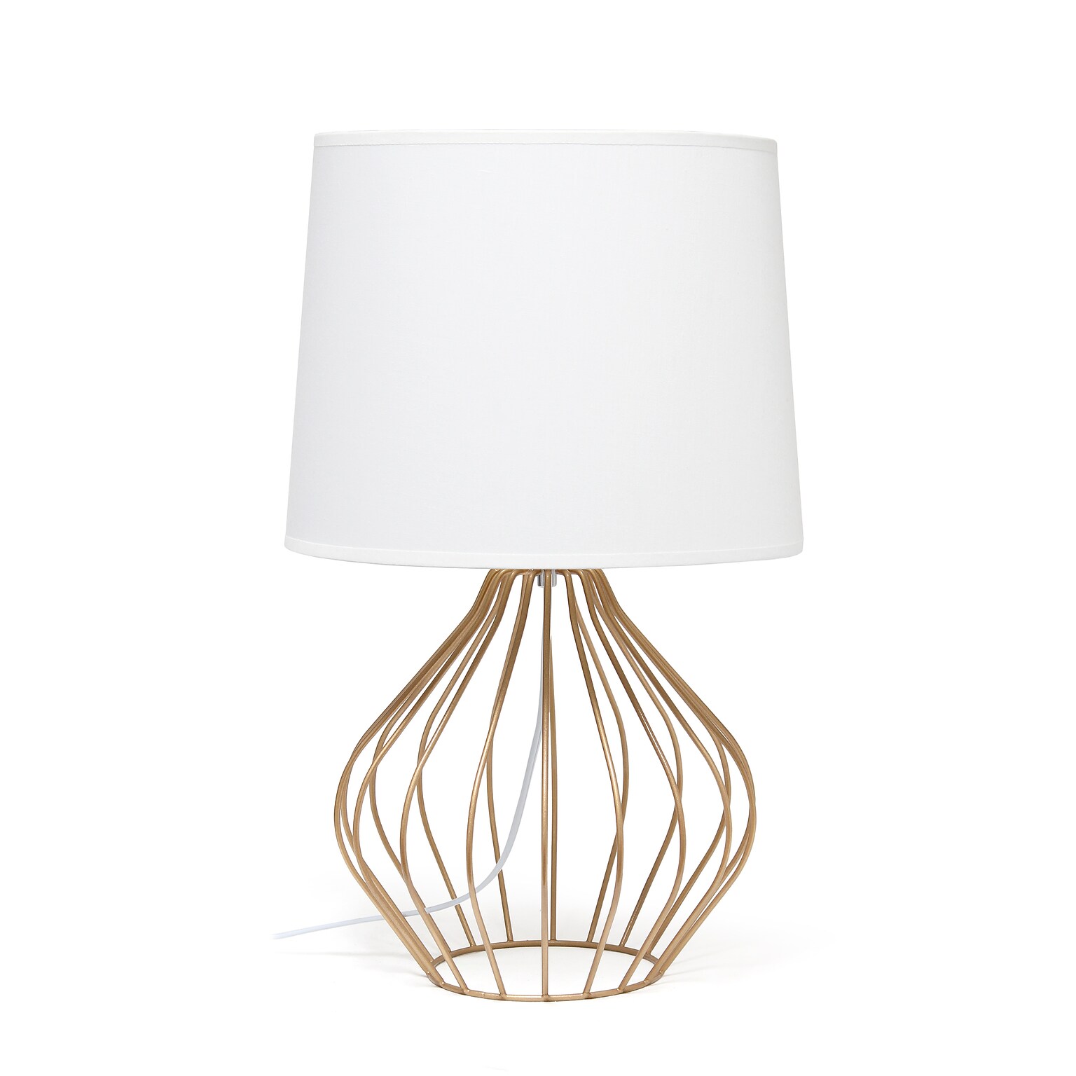 Simple Designs Geometrically Wired Table Lamp, White on Copper (LT2086-WOC)