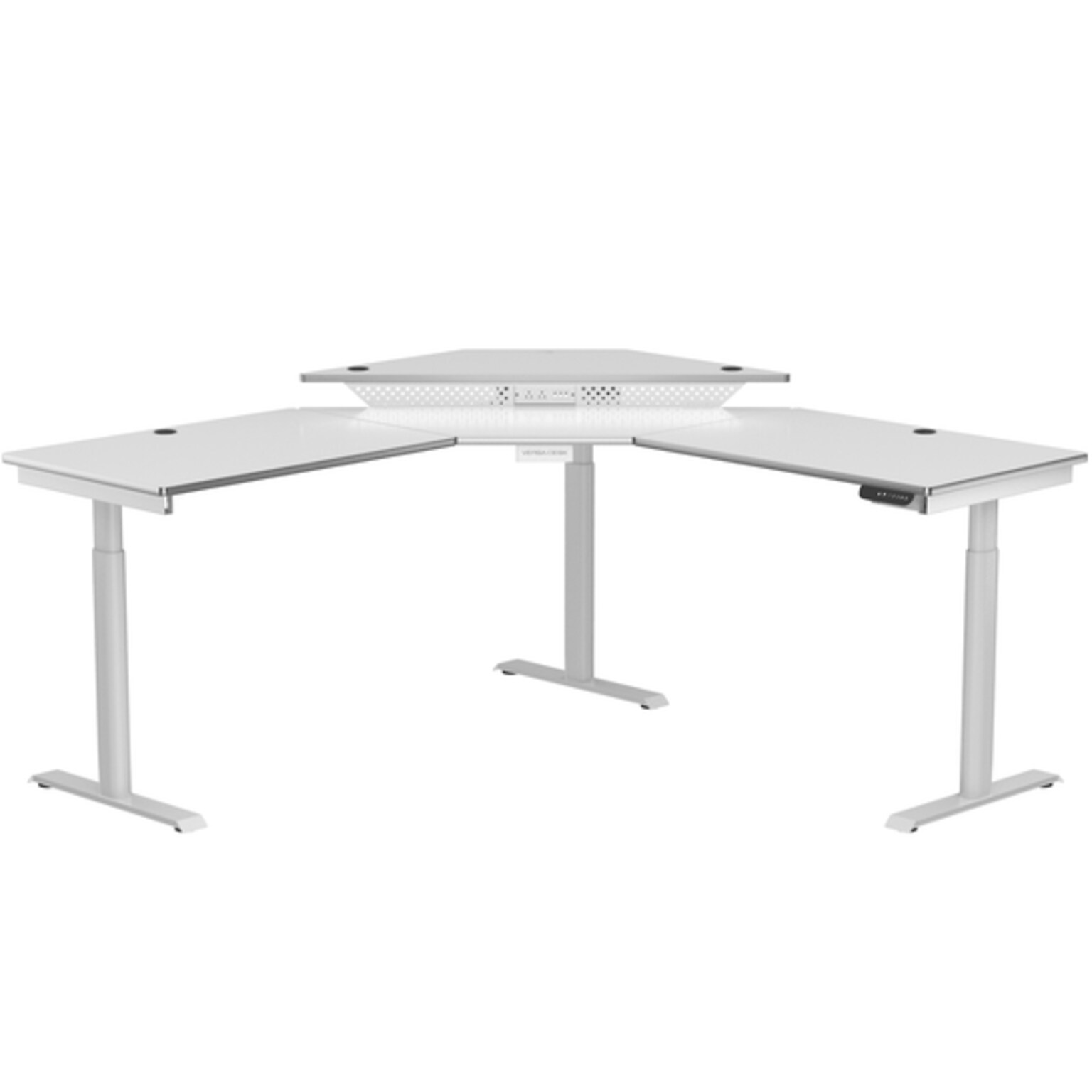 VersaDesk PowerLift 72W Electric Corner Adjustable Standing Desk, White (PLCSD7272-WW-APP)