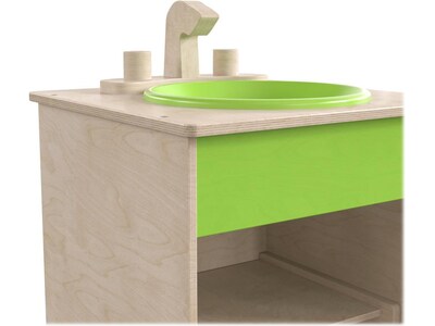 Flash Furniture Bright Beginnings 2-Section Children's Kitchen Sink with Integrated Storage, Brown/Green (MK-ME03515-GG)