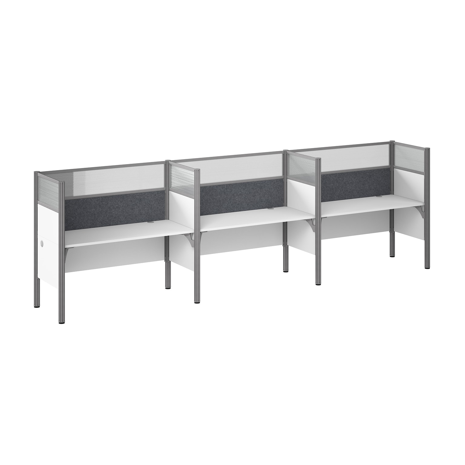 Bush Business Furniture Pro-Biz 55.39H x 187.56W 3 Person In-Line Cubicle Panel Workstation, White (100872DG-17)