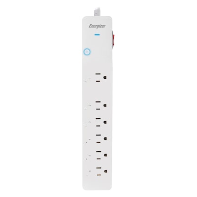 Energizer Connect 6-Outlet Smart Wi-Fi Surge Protector Power Strip, 3 ft., 1,200-Joules, White (EIS3-1004-WHT)