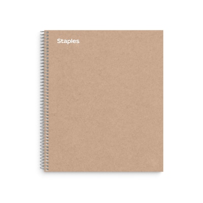 Staples Premium 5-Subject Notebook, 8.5 x 11, College Ruled, 200 Sheets, Brown (TR52122)