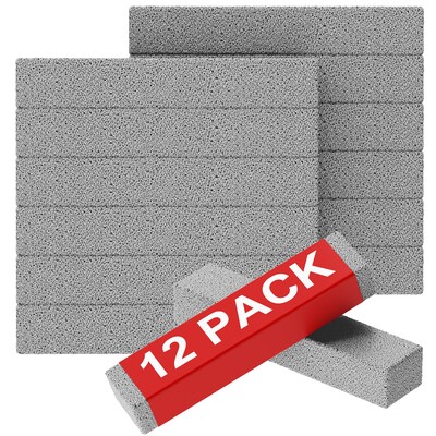 Gritt Commercial Heavy-Duty Pumice Scouring Stone, Gray, 12/Pack (GRI186-12)