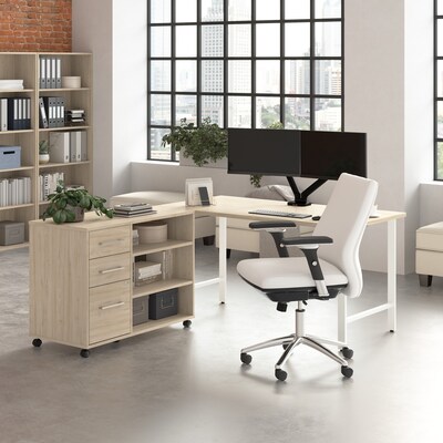Bush Business Furniture Hustle 60W Computer Desk and Storage Cabinet with Drawers and Shelves, Natu