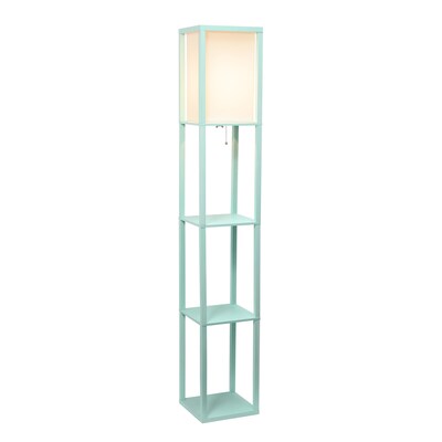 Simple Designs Etagere Organizer 62.5" Floor Lamp with Rectangular Shade, Aqua (LF1014-AQU-CCLB)
