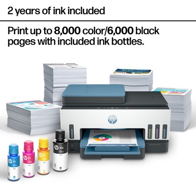 HP Smart Tank 7602 Wireless Color Inkjet Printer, All-In-One Supertank, Print, Scan, Copy, Fax (28B98A#B1H)