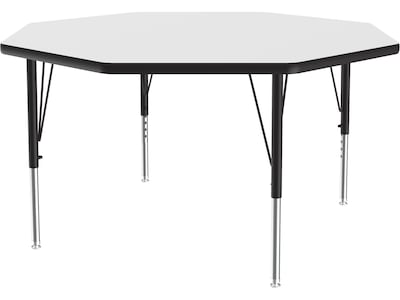 Correll Octagonal Activity Table, 48 x 48, Height-Adjustable, Frosty White/Black (A48DE-OCT-80)