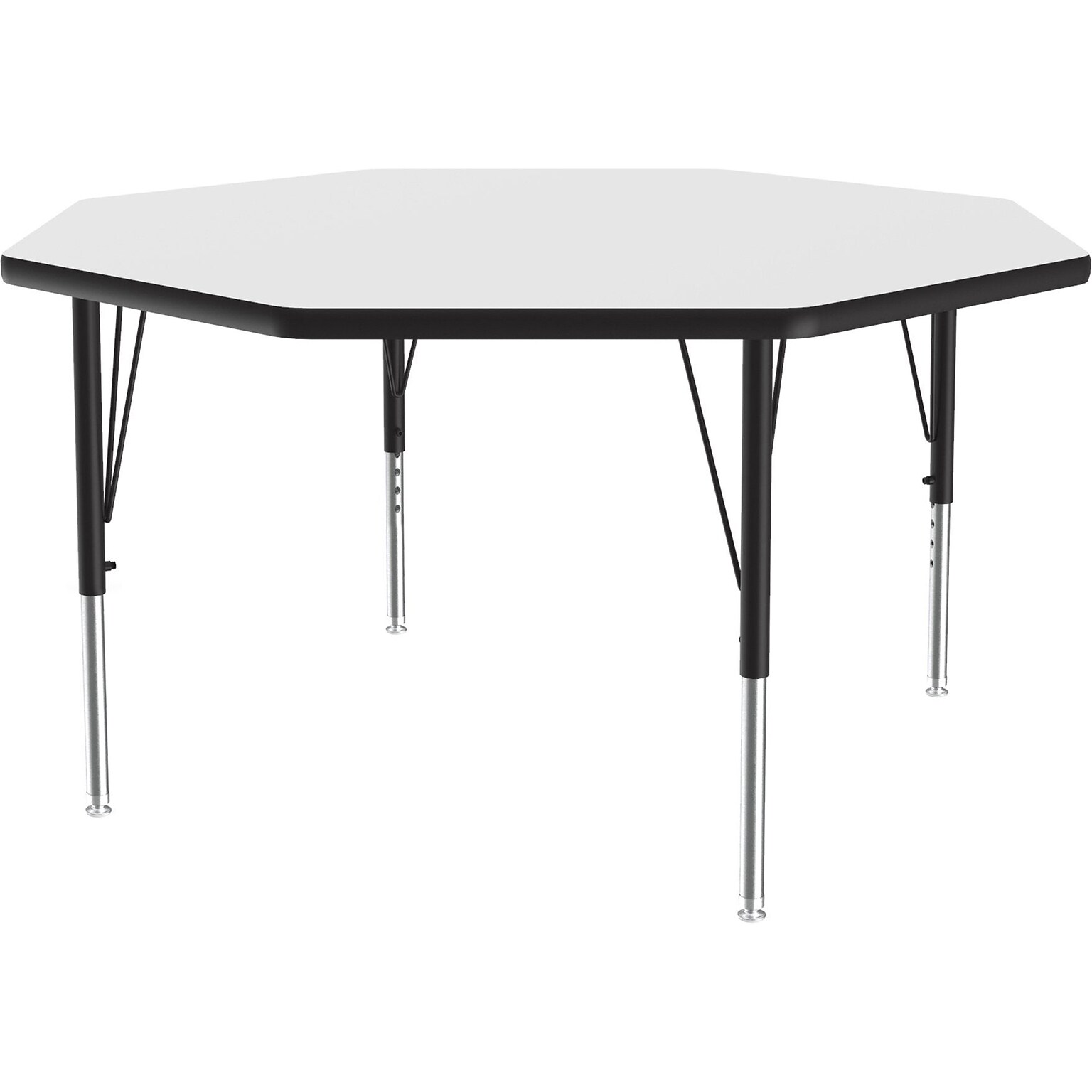 Correll Octagonal Activity Table, 48 x 48, Height-Adjustable, Frosty White/Black (A48DE-OCT-80)
