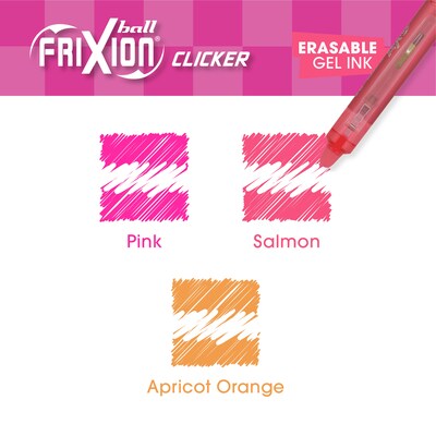 Pilot FriXion Clicker Vibe Erasable Gel Pens, Fine Point, 0.7mm, Assorted Ink, 3/Pack (22547)