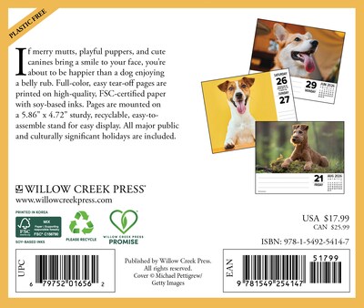 2026 Willow Creek Dogs 6.2 x 5.4 Day-to-Day Calendar (54147)