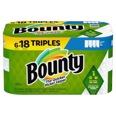 Bounty Triple Roll Select-A-Size White Paper Towels 8 Rolls