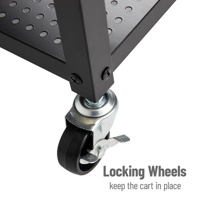 Mind Reader 3-Tier Metal Rolling Cart, Black (ELCART3T-BLK)
