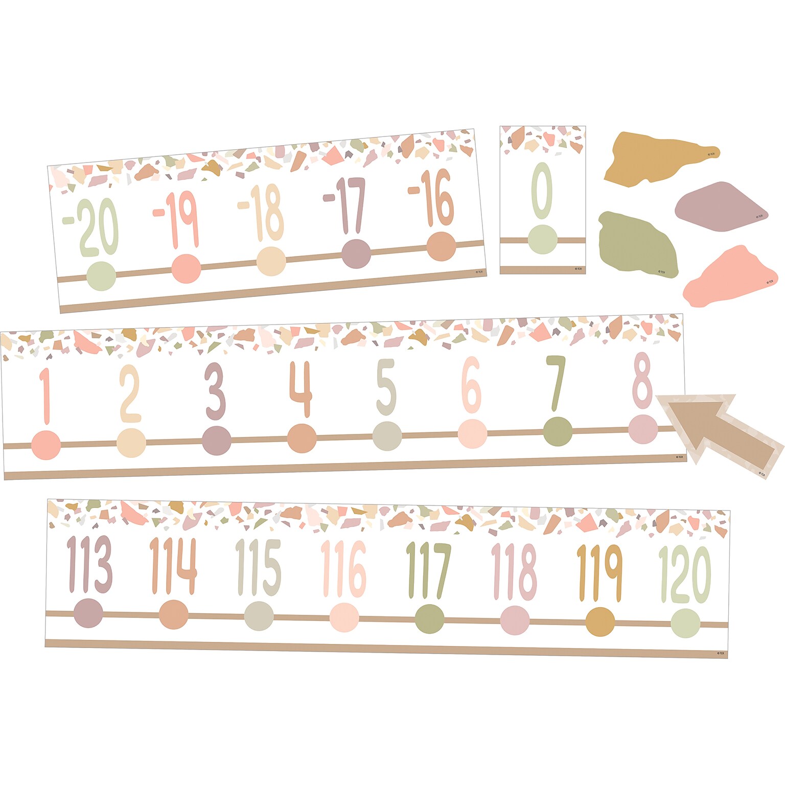 Teacher Created Resources® Terrazzo Tones Number Line (-20 to +120) Bulletin Board Set, 24 Pieces (TCR7204)