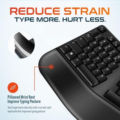 Delton G20 Wireless Ergonomic Keyboard and Optical Mouse Combo, Black (DKMKITERG20-WB)