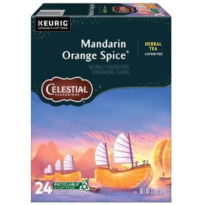 Celestial Seasonings Mandarin Orange Spice Herbal Tea, Keurig® K-Cup® Pods, 24/Box (14735)