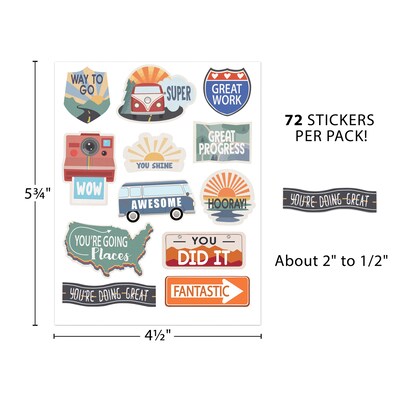 Teacher Created Resources Moving Mountains Road Trip Stickers, Multicolored, 72/Pack, 12/Packs/Bundle (TCR9237-12)