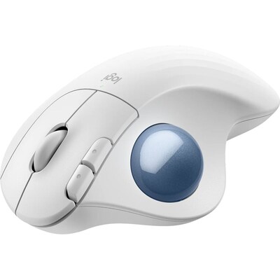 Logitech Ergo M575S Wireless Ergonomic Trackball Mouse, Off-White/Blue (910-007028)