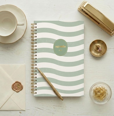 2027 Blue Sky Sincerely Jules 5" x 8" Weekly & Monthly Planner, Green/White (164250)