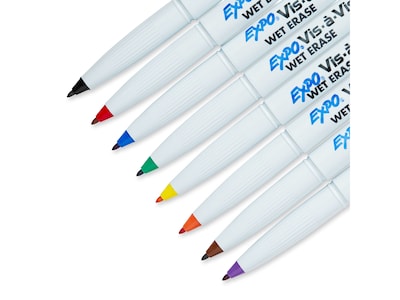 Expo Vis-a-Vis Wet Erase Markers, Fine Point, Assorted, 8/Pack (16078)